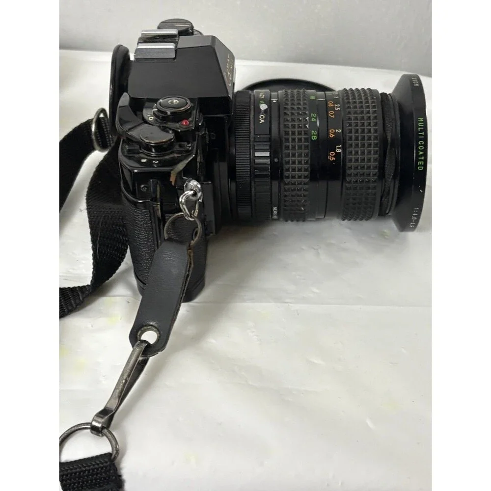 Canon A-1 35mm Film Camera with toyo optics 28mm 1:3.5 Lens and F=28-80  Tested